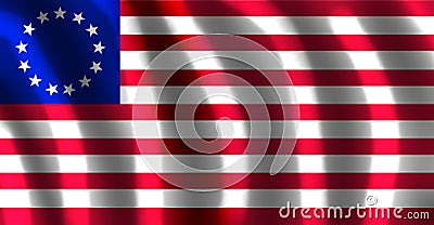 The & x22;Betsy Ross& x22; flag of usa with waves Stock Photo